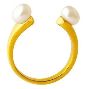 18k gold plated/stainless steel ring with natural pearls